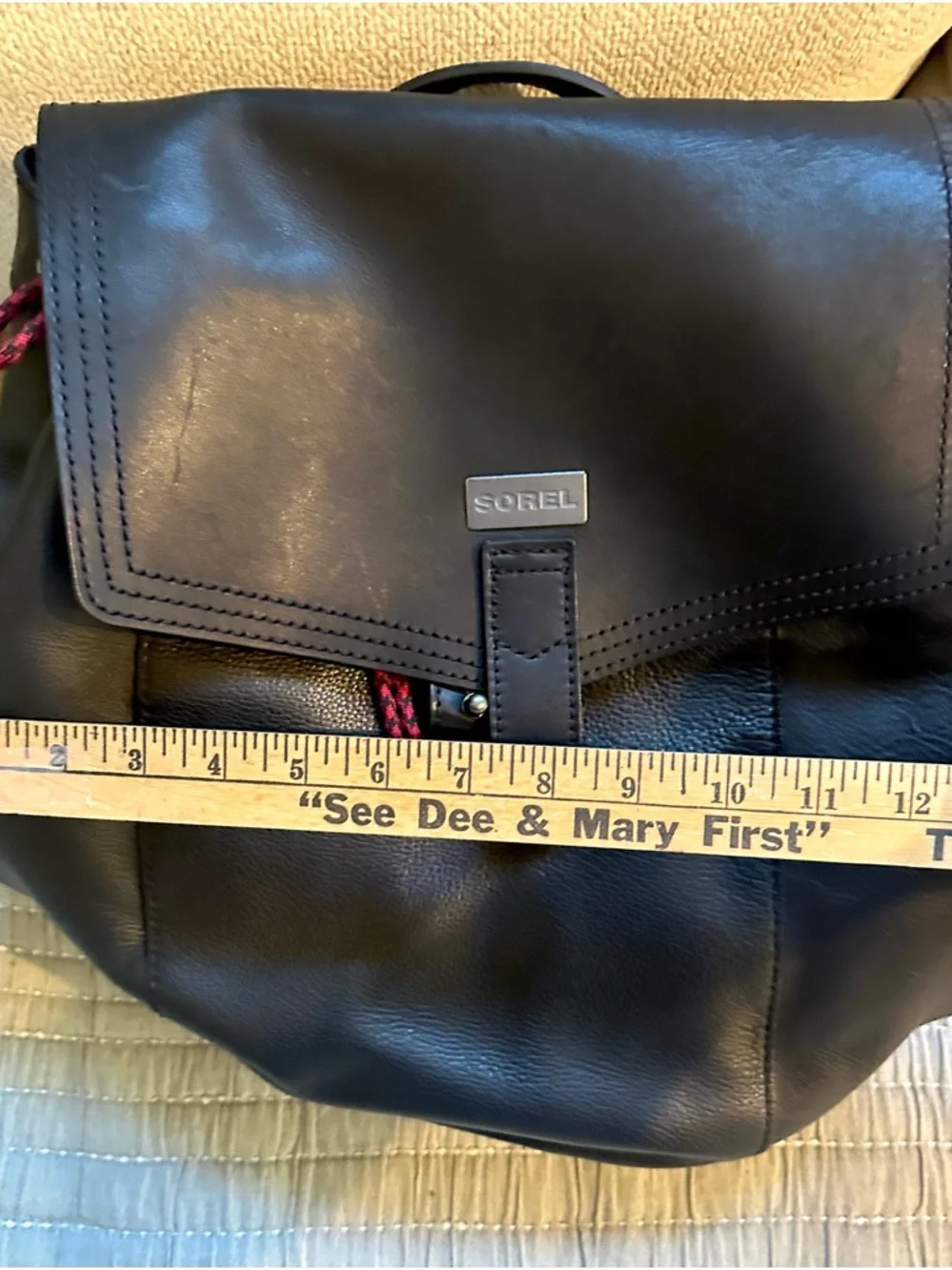 Sorel Black Leather Backpack